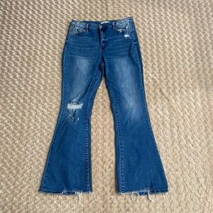 Women Waist 32 Vervet Flying Monkey mid-rise full-length flare jeans distressed